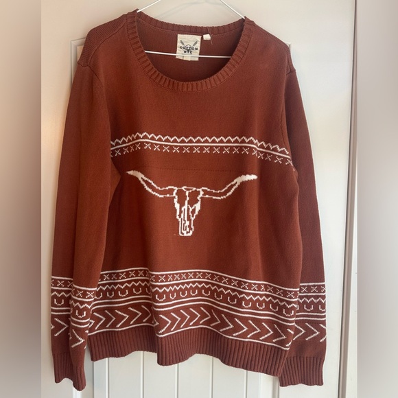 cotton rye Sweaters - Cotton Rye Brown Sweater with White Cow Pattern